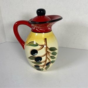 Certified International Kate McRostie Pitcher red/yellow 8”Olive Oil Dispenser